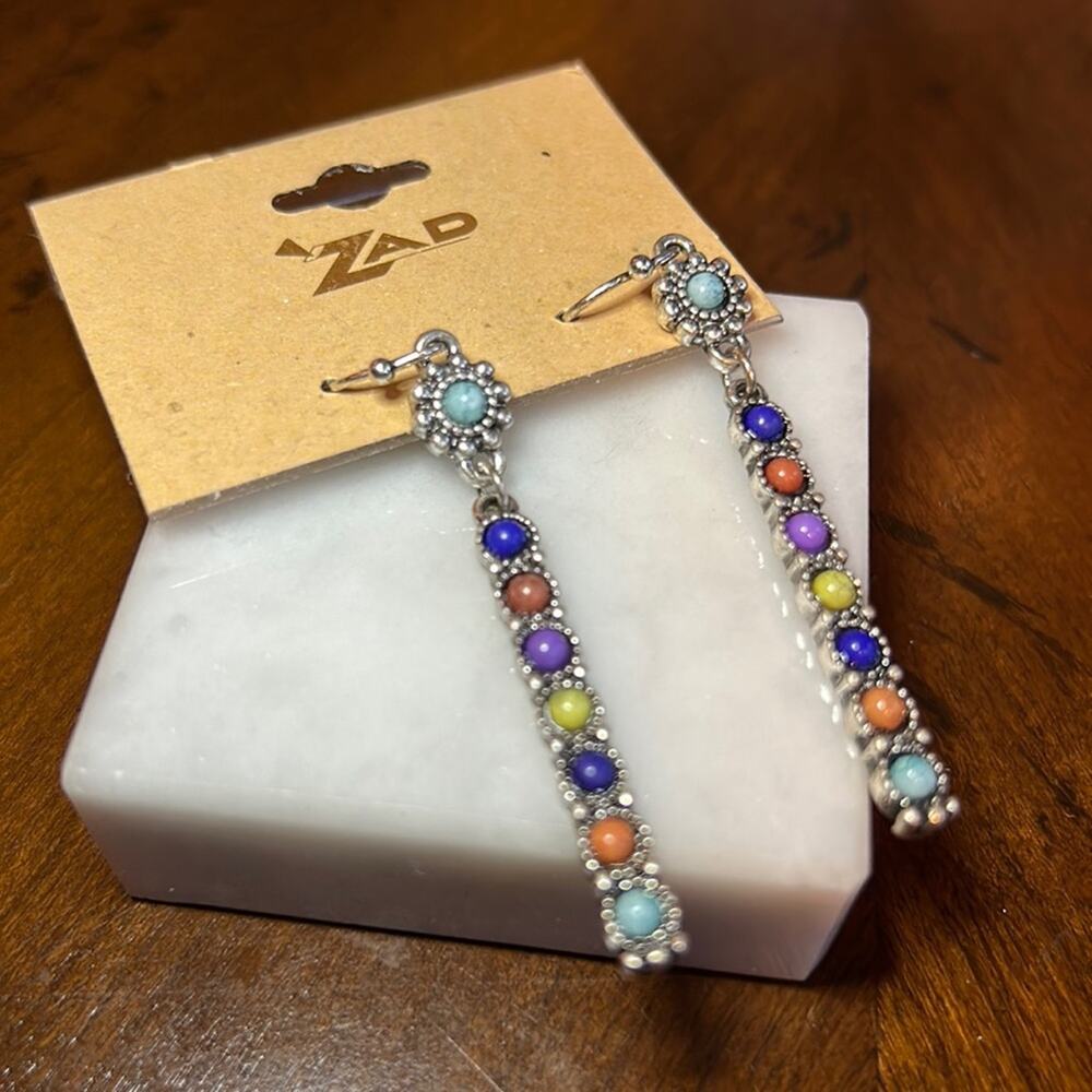 Zad Colorful Drop Earrings #89 New on Card